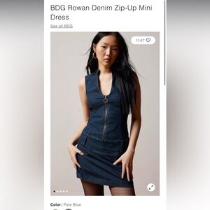 NWT - BDG Rowan Denim Zip-Up Mini Dress (S)